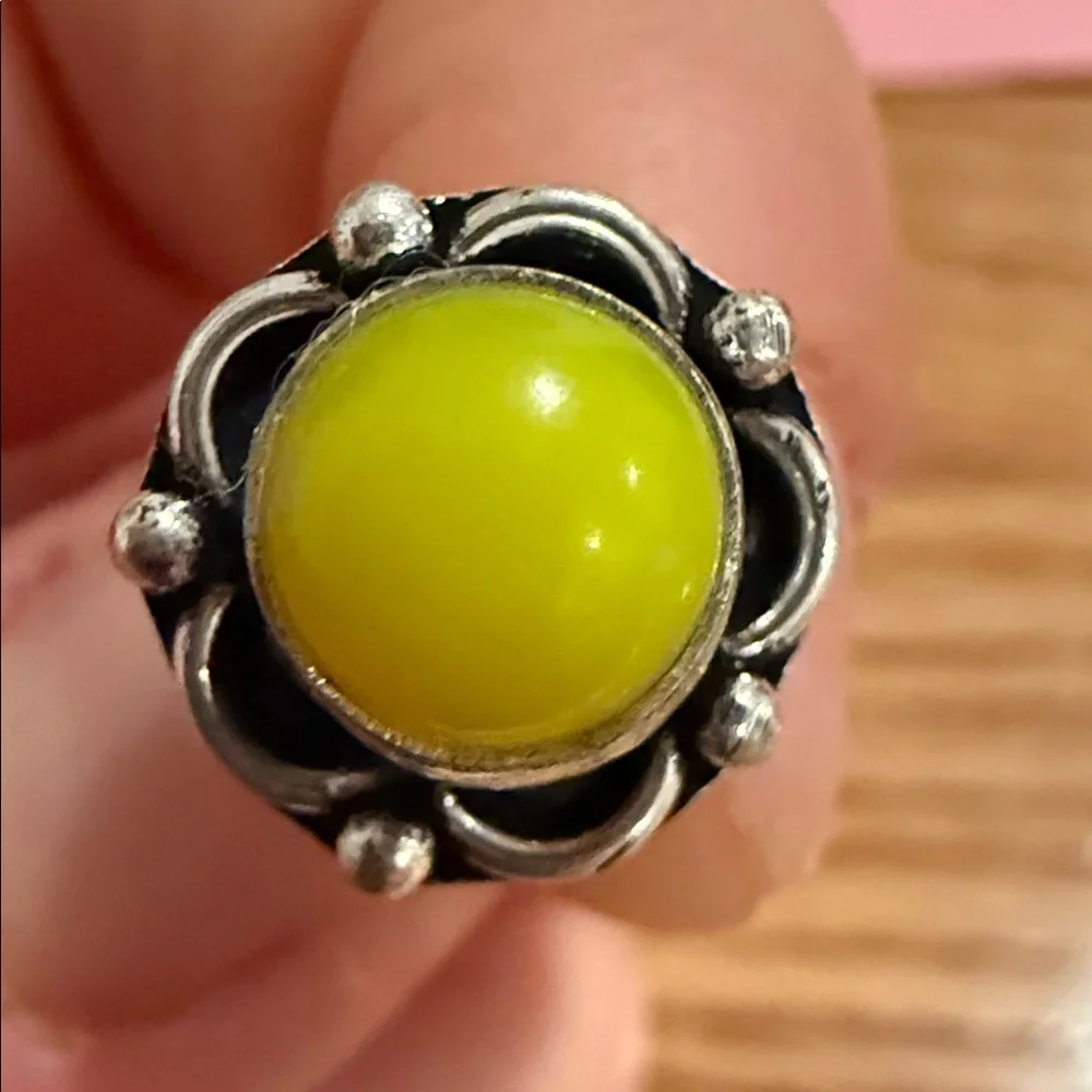 Elegant Yellow and Silver Floral Round Stud Earrings .925 stamped
